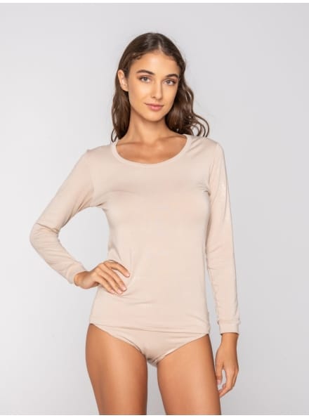 Γυναικείο Micro Touch Comfort t-shirt με μακρύ μανίκι Luna Μπεζ