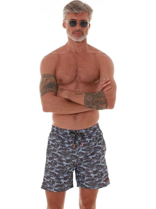 Ανδρικό μαγιό σορτς Bluepoint – γαλάζιο με army σχέδιο