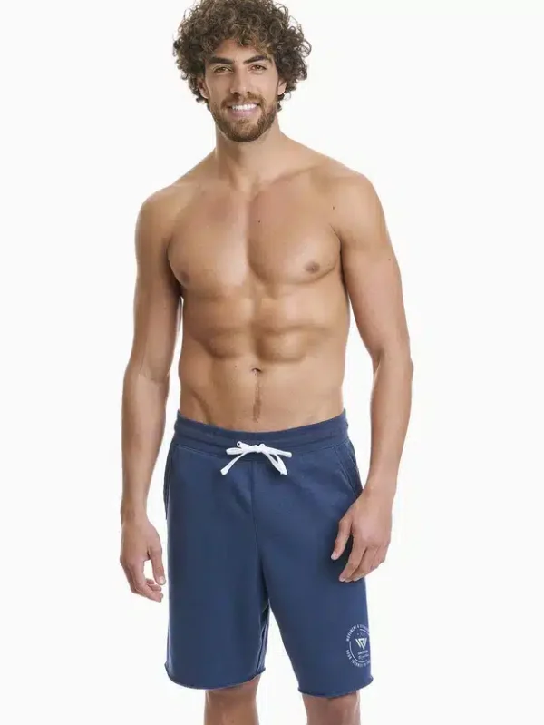 Ανδρική μπλε βερμούδα για γυμναστήριο – με τύπωμα 'Walk'