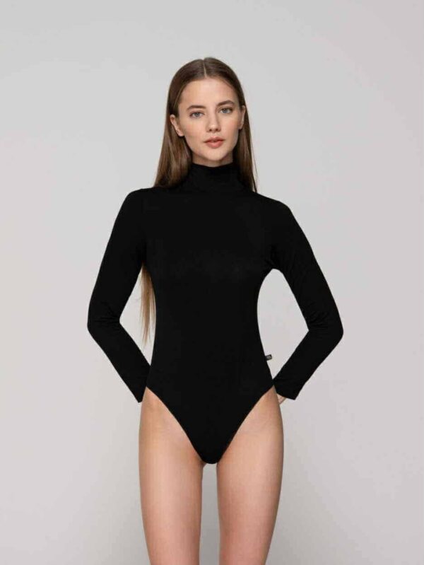 Γυναικείο Micro Touch Comfort ζιβάγκο κορμάκι με μακρύ μανίκι Μαύρο