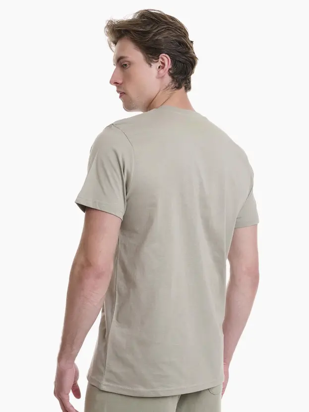 Ανδρικό T-Shirt Walk W5200-9 μπεζ πίσω όψη