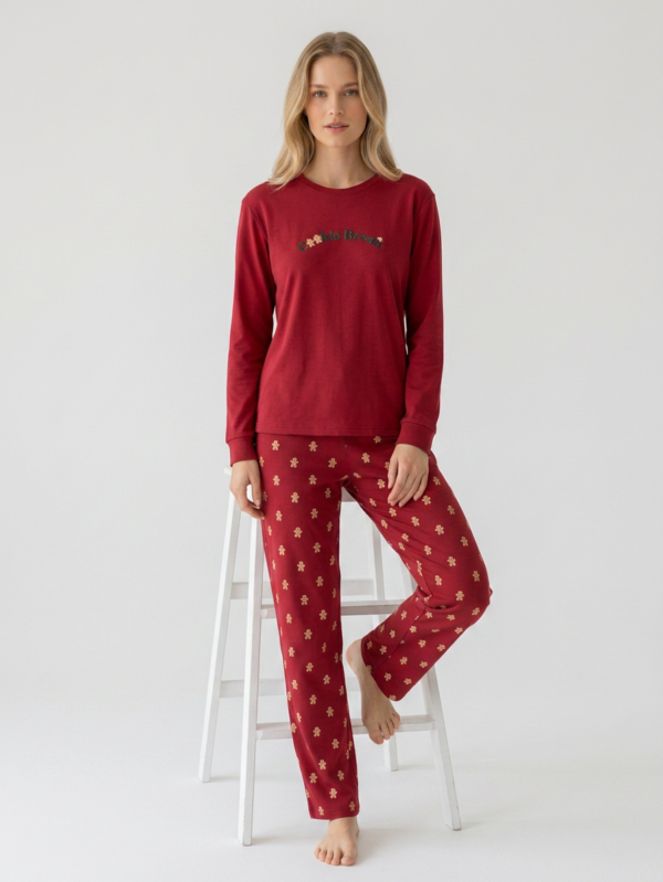 Γυναικεία πιτζάμα Harmony 38-111916 Red με gingerbread σχέδιο