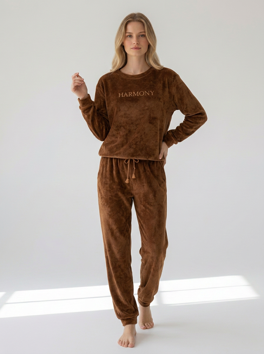 Γυναικεία πιτζάμα Harmony 38-111933 Brown soft velour