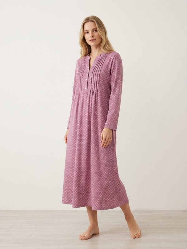 Γυναικείο νυχτικό midi Harmony 38-311805 Magenta με πουά