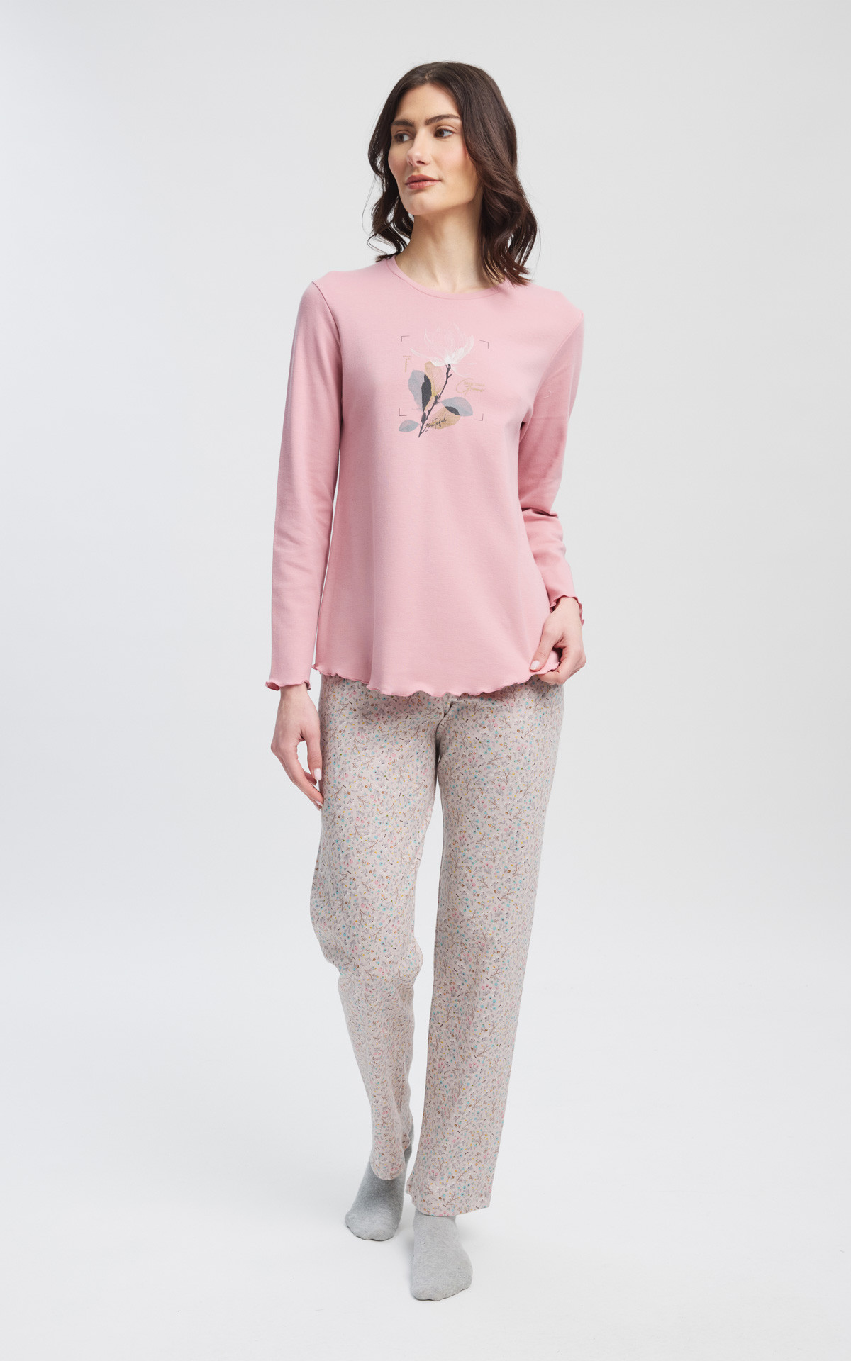 Γυναικεία πιτζάμα Minerva 90-53433-051 ροζ floral