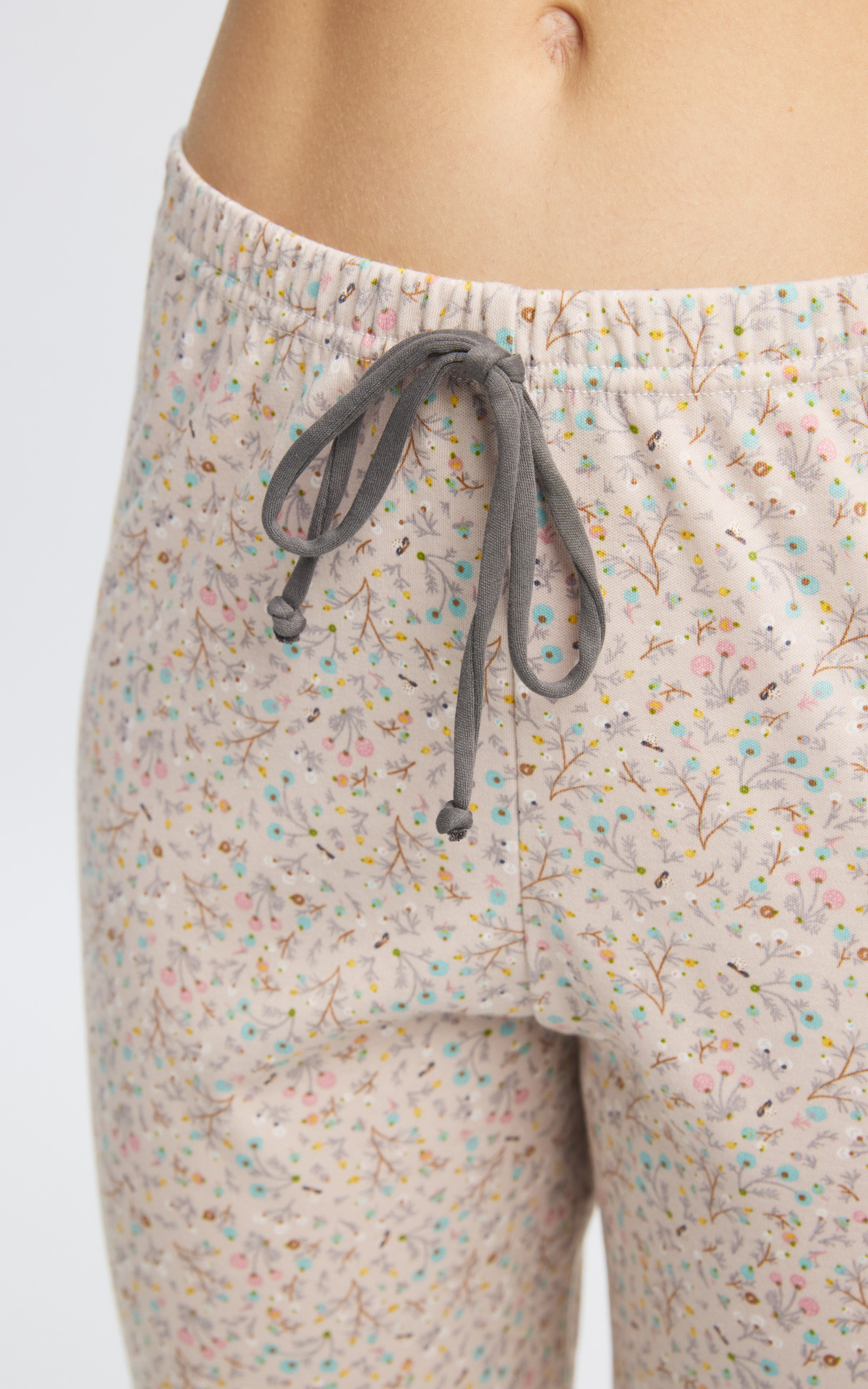 Floral παντελόνι Minerva 90-53433-329 με γκρι κορδόνι