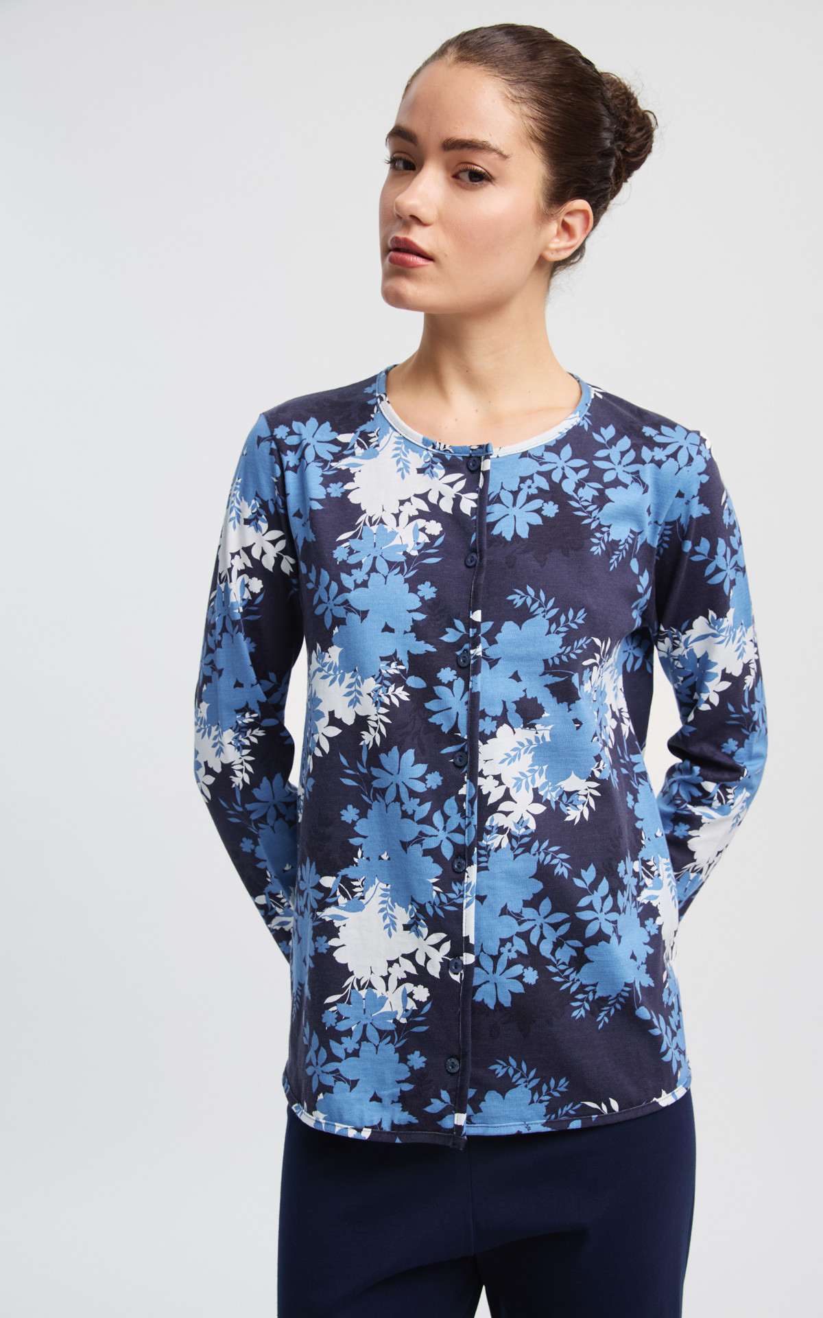 Floral μπλούζα Minerva 90-53447-393 με κουμπιά