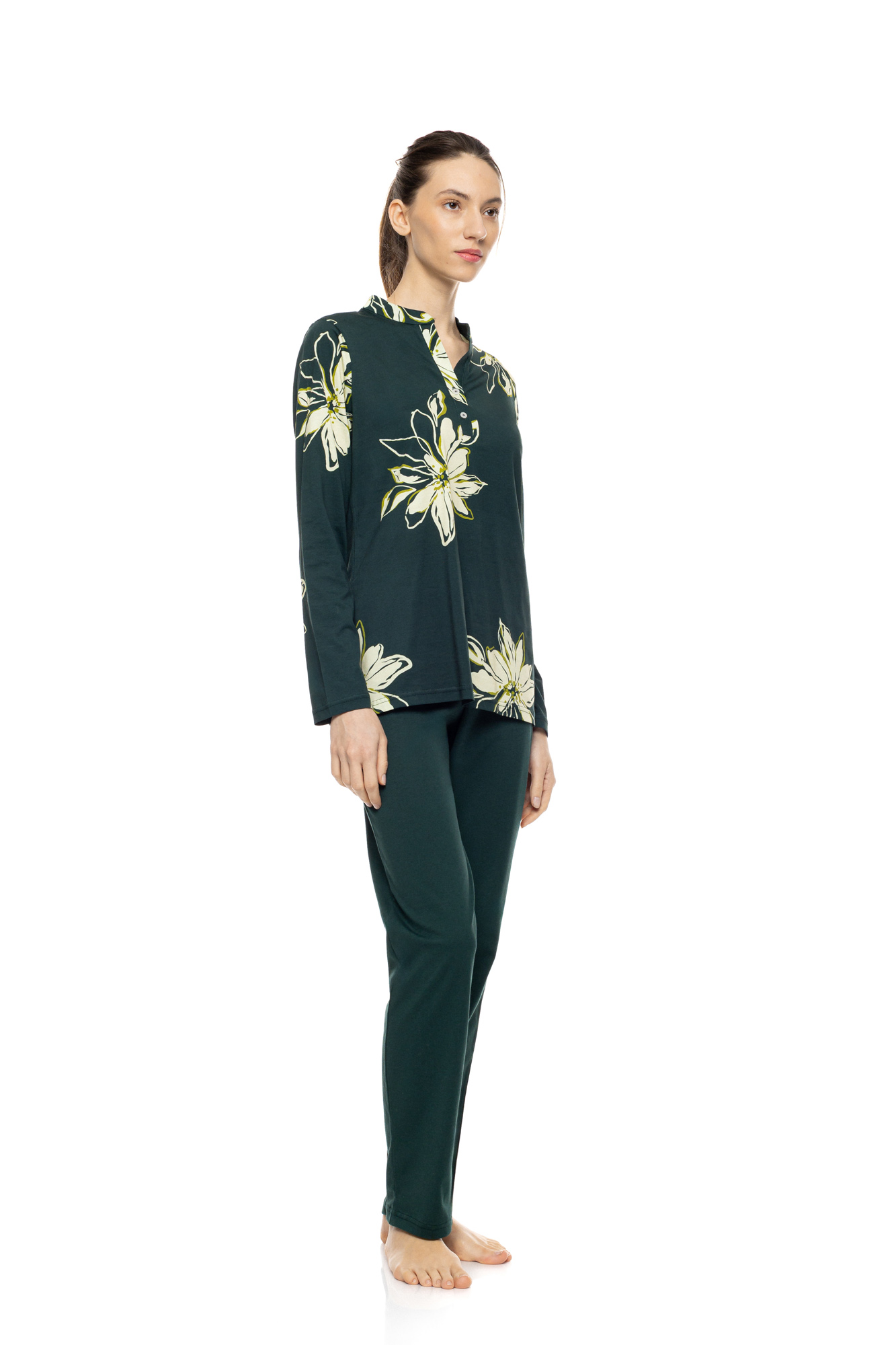 Pink Label Flower W1921 Emerald με floral μπλούζα