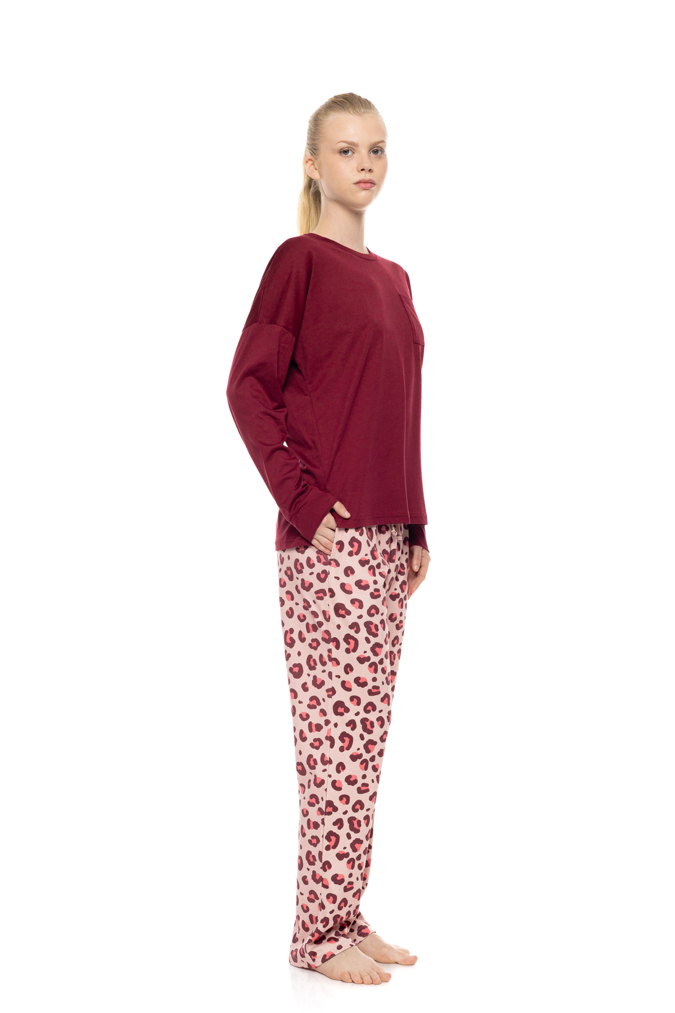 Pink Label Leo W1969 Rose πιτζάμα με leopard παντελόνι