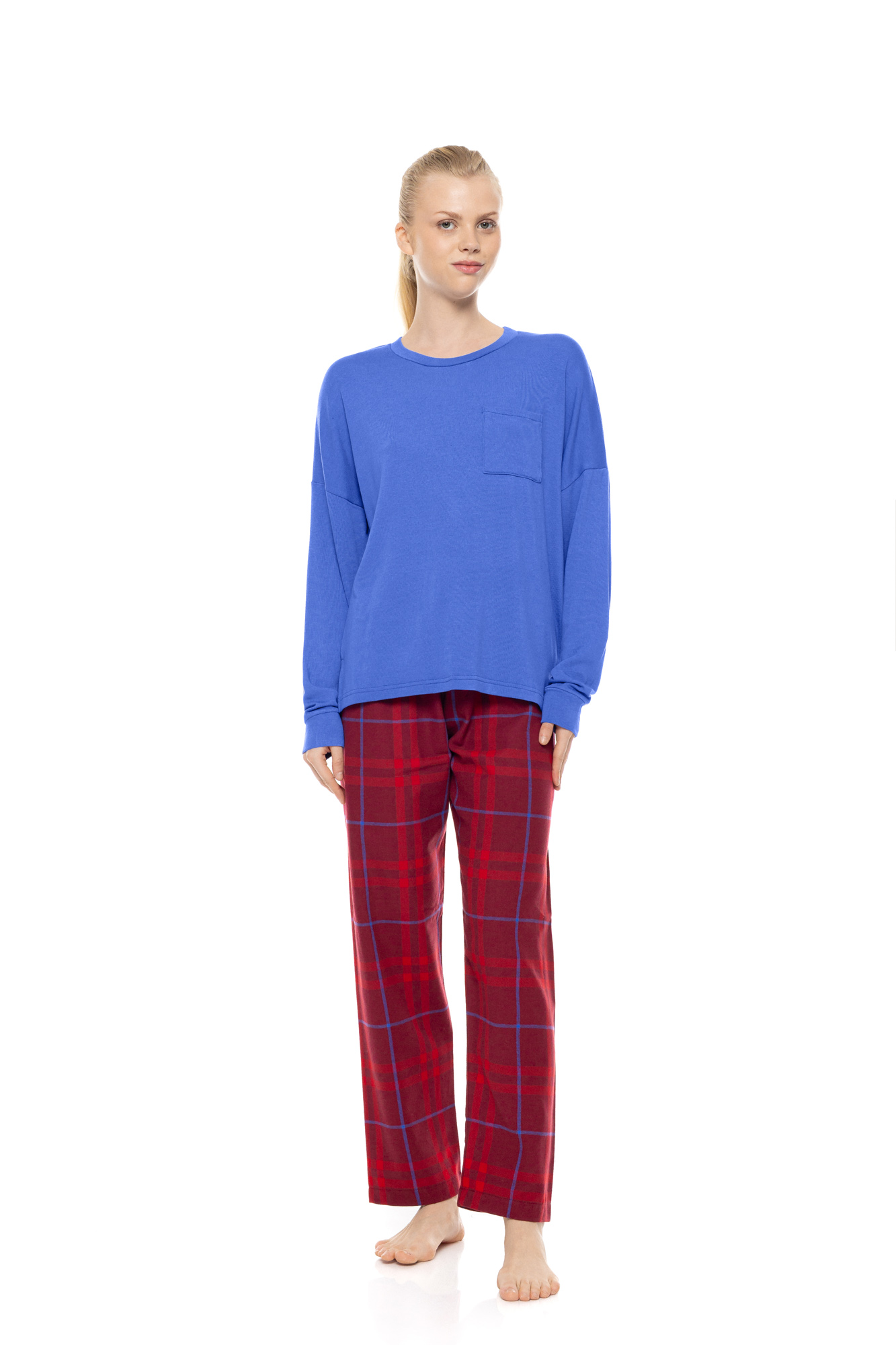 Γυναικεία πιτζάμα Pink Label Cherry Plaid W2003 μπλε