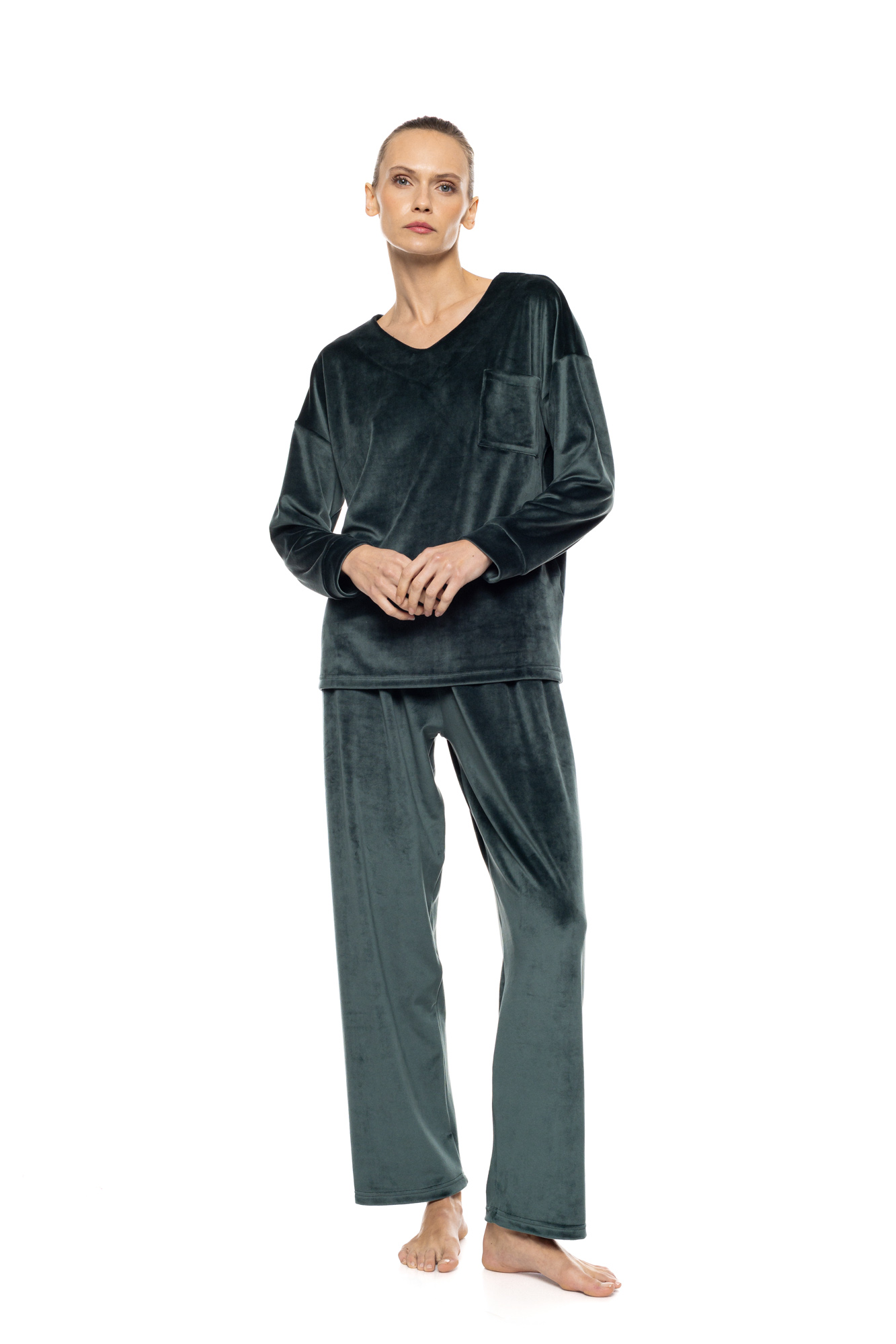 Γυναικεία πιτζάμα Pink Label Soft Velvet W2024 Chocolate