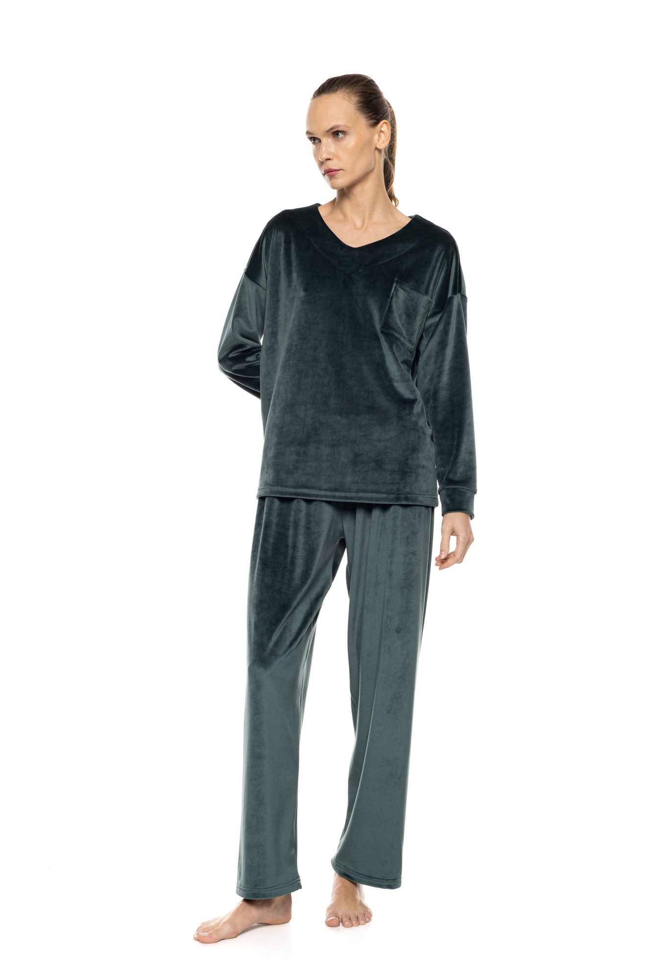 Γυναικεία πιτζάμα Pink Label Soft Velvet W2024 Chocolate