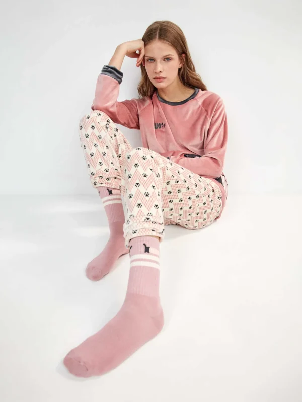Γυναικείες κάλτσες Gisela 2/50130A Pink ροζ με λευκές ρίγες