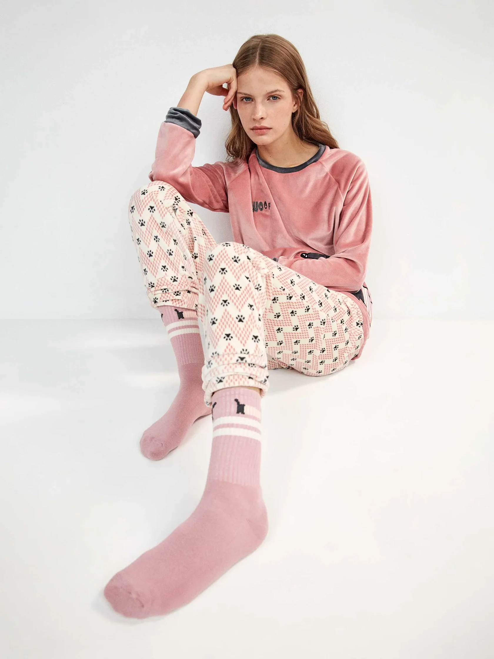 Γυναικείες κάλτσες Gisela 2/50130A Pink ροζ με λευκές ρίγες
