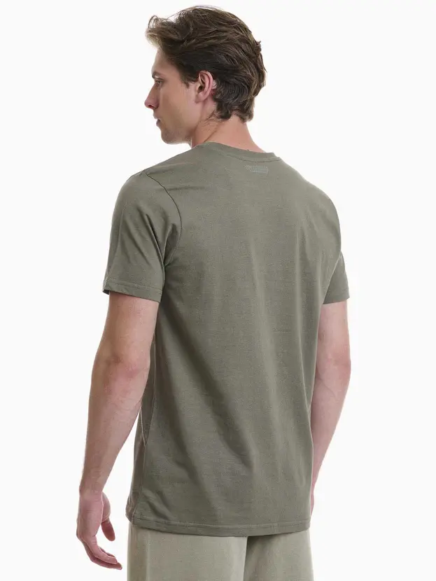 Ανδρικό T-Shirt Walk W5200-10 χακί πίσω όψη