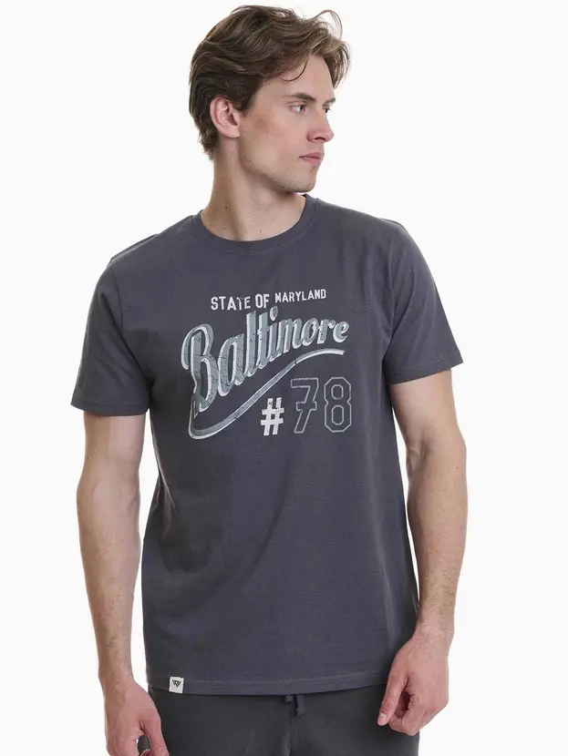 Ανδρικό T-Shirt Walk W5200-9 ανθρακί Baltimore