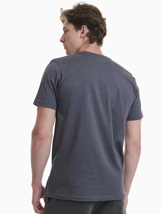 Ανδρικό T-Shirt Walk W5200-9 ανθρακί πίσω όψη
