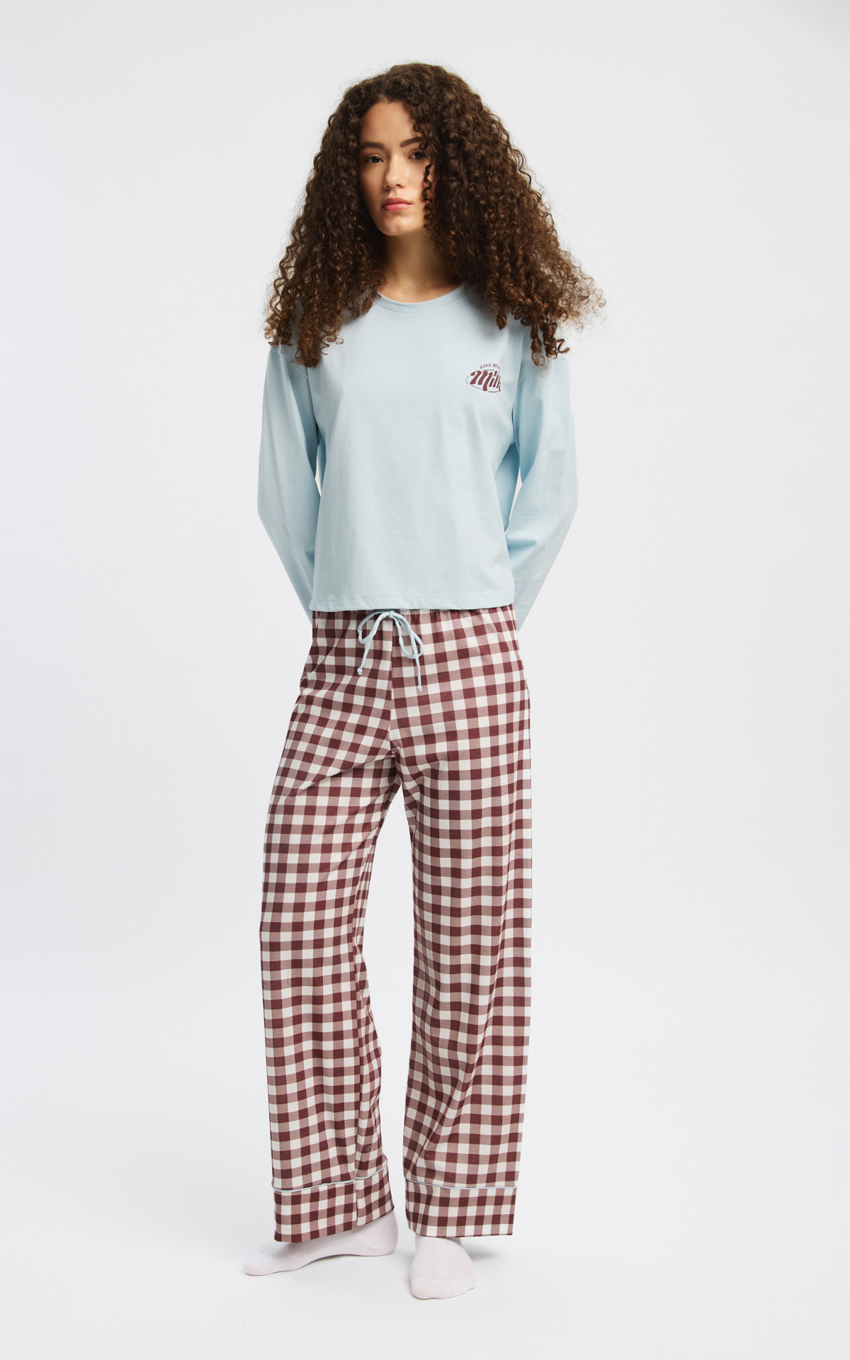 Minerva Plaid Milk 90-53513-620 γυναικεία πιτζάμα