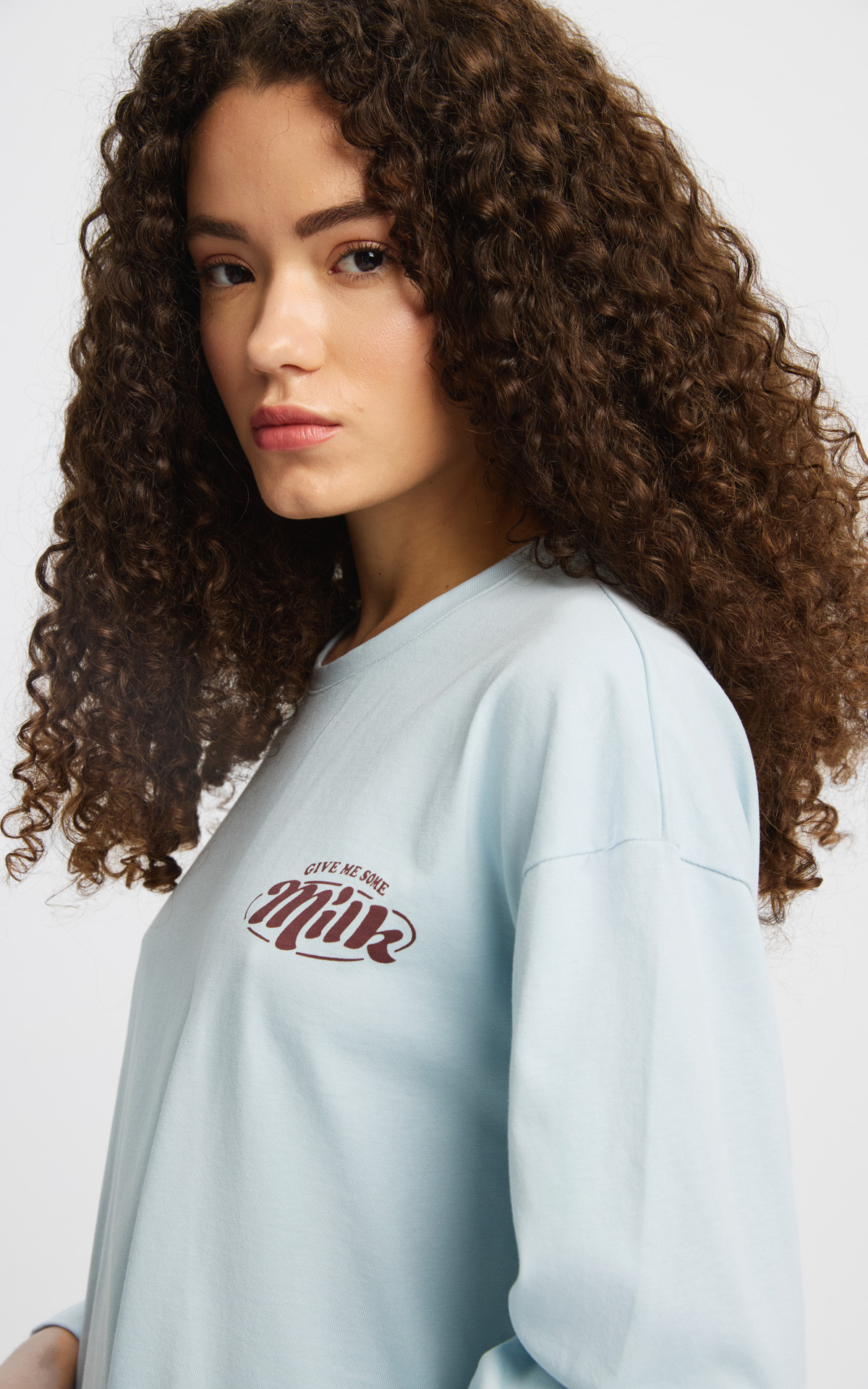 Minerva Plaid Milk 90-53513-620 γαλάζια μπλούζα λεπτομέρεια