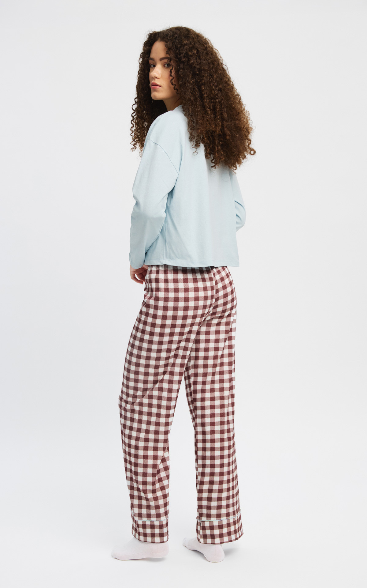 Minerva Plaid Milk 90-53513-620 γυναικεία πιτζάμα πίσω όψη