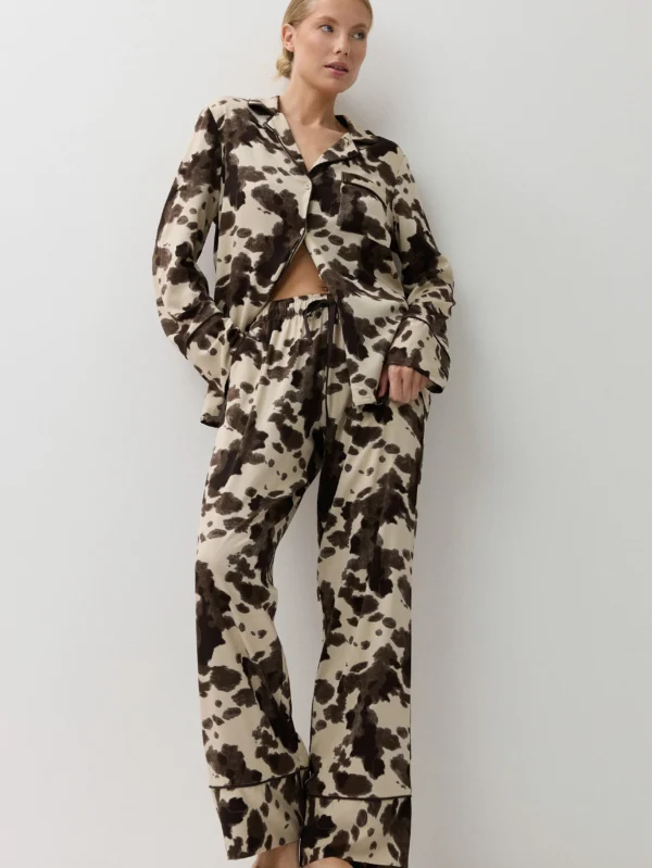 Aruelle Bianca Pajama Long γυναικεία πιτζάμα μπεζ καφέ