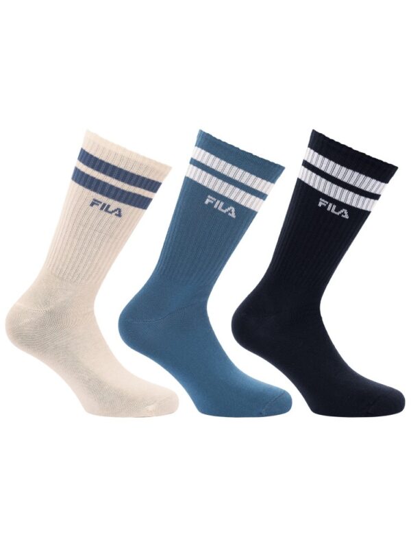 Ανδρικές αθλητικές κάλτσες FILA F9090DR-864 σε εκρού, μπλε και σκούρο μπλε με ρίγες